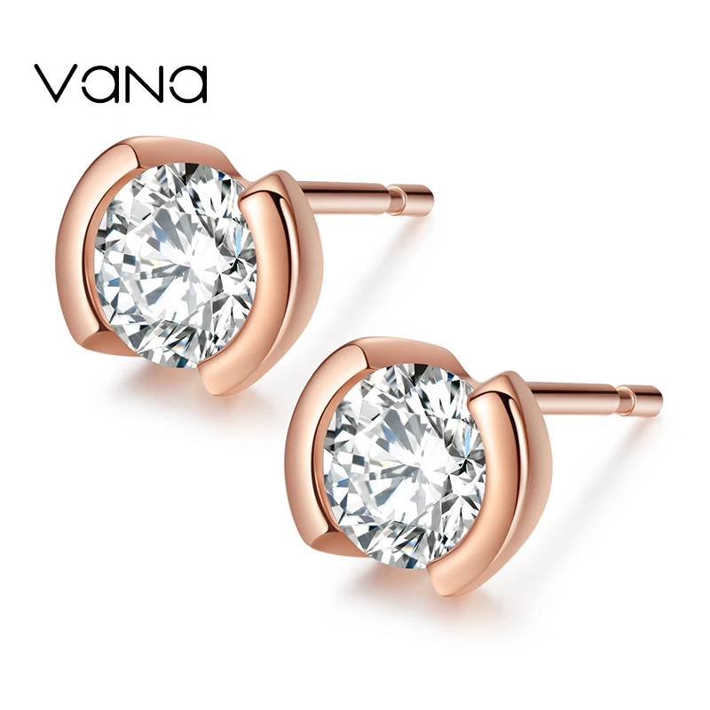 VANA золотые базовые серьги-гвоздики для женщин 925 серебряные серьги Модные серьги для мужчин и женщин