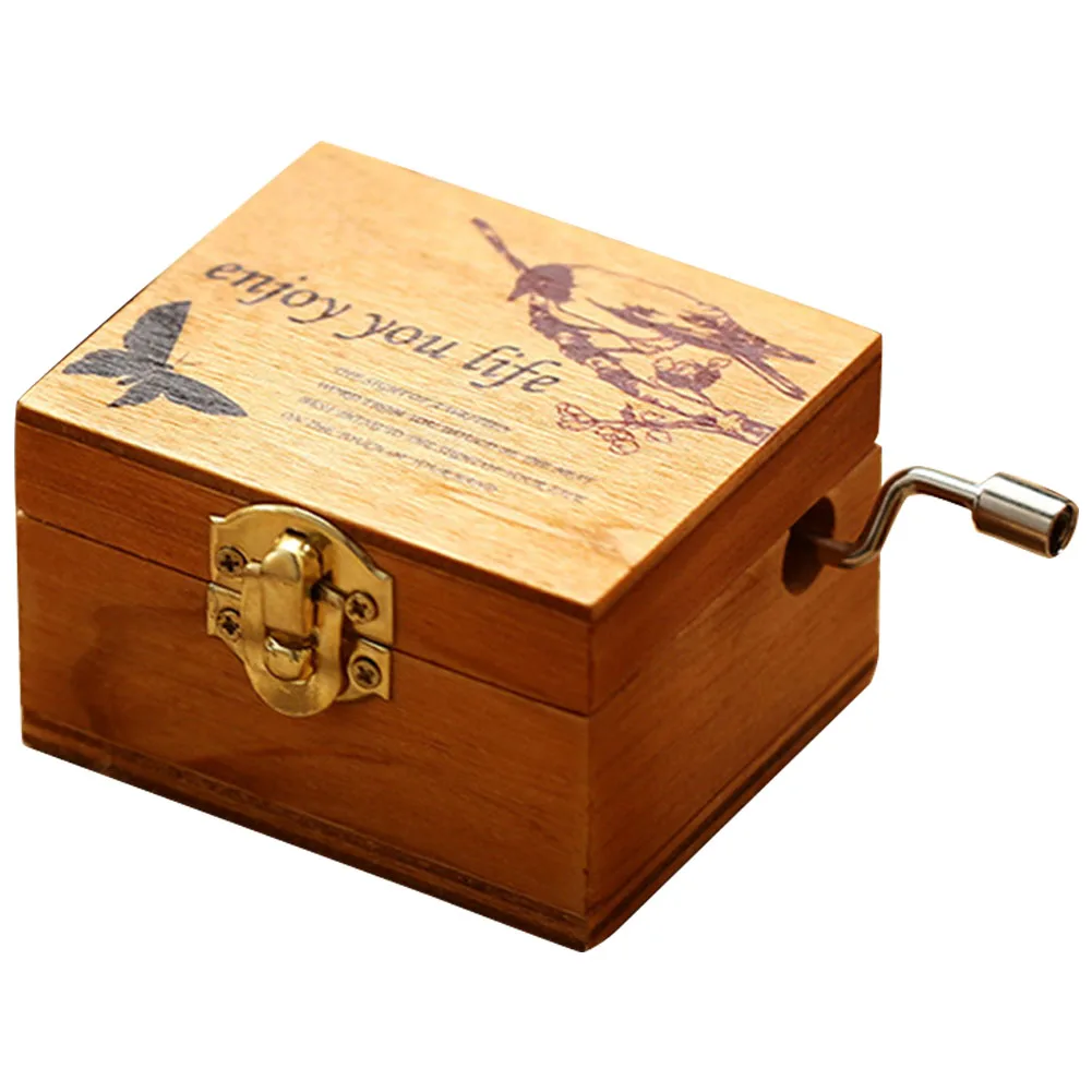 Office Music Box Desktop Carved Wooden Hand Crank Portable Holiday Home Decoration Christmas Kids Antique Birthday Gifts Craft