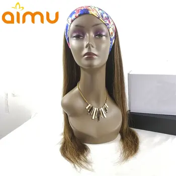 

Headband Wig Ombre Highlight Brown Honey Blonde Straight Human Hair Wigs Full Machine Made Wig Brazilian Remy 180% Density