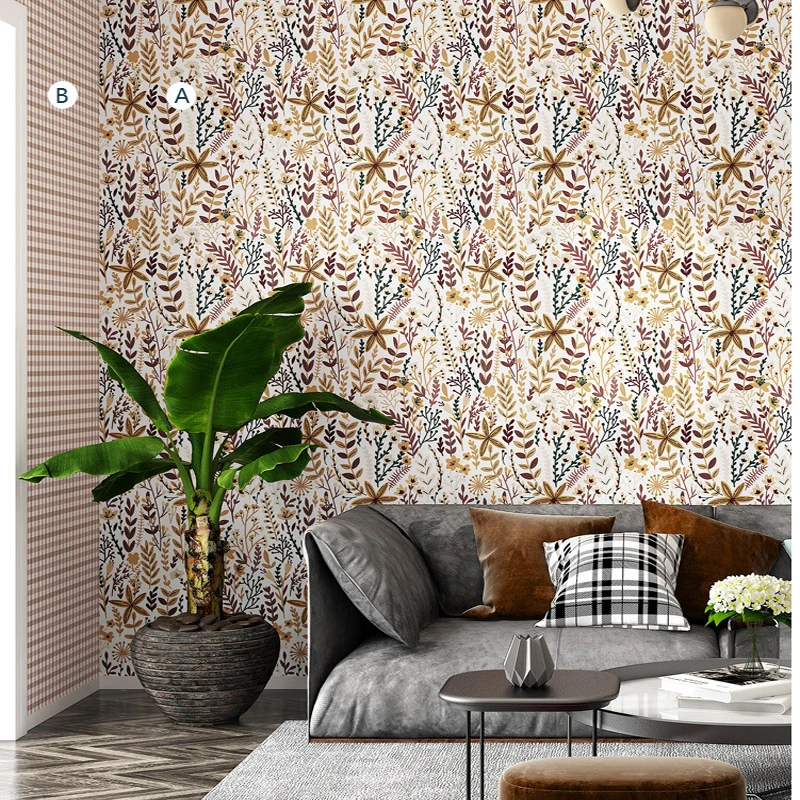 Modern Flower Pattern Self-Adhesive Wallpaper Living Room Background Furniture Sticker DIY Home Decoration Wallpaper Mural