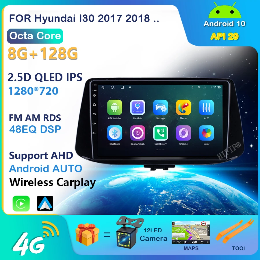 Автомобильный радиоприемник Carplay 2 Din Android 10 для Hyundai I30 2017-2021 автомобильный