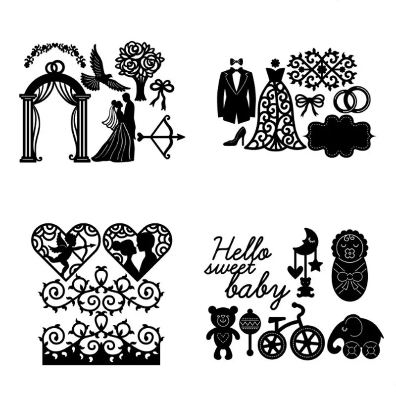 

Naifumodo Wedding Dress Metal Cutting Dies New Born Dies for DIY Scrapbooking Album Card Paper Craft Diecut Embossing Template