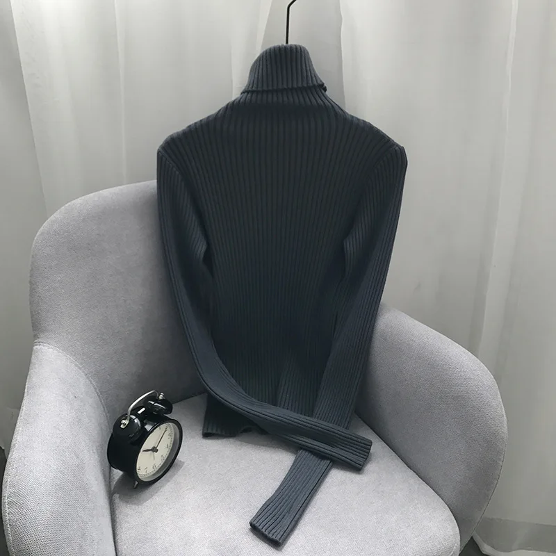Новинка, зимний женский свитер с высоким воротом, корейский компьютерный вязаный пуловер, теплая нижняя рубашка, блуза для женщин - Цвет: Dark Gray