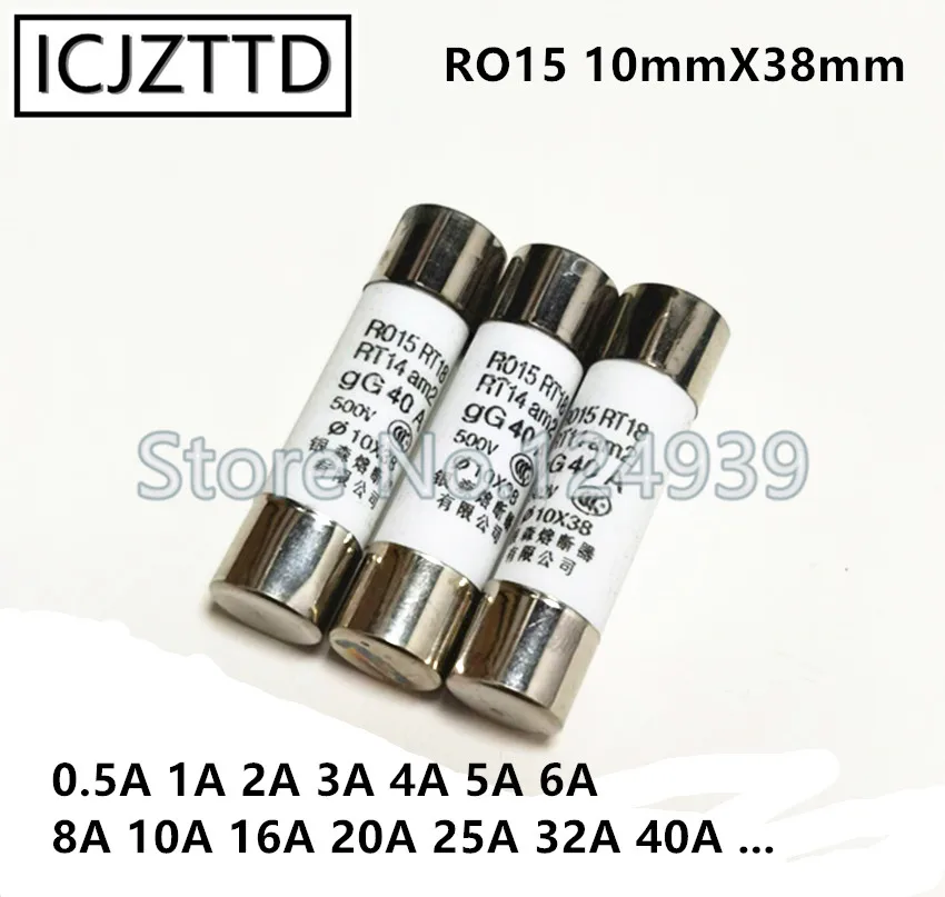 Керамический предохранитель RO15 10x38 мм 0.5A 1A 2A 3A 4A 5A 6A 8A 10A 16A 20A 25A 32A 40A 10*38 500 В R015 10X38 |