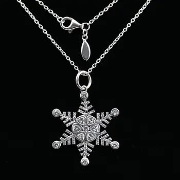 

New 925 Sterling Silver Necklace Snowflake With Clear Cubic Zirconia Necklaces For Women For Women Wedding Gift Fine Jewelry