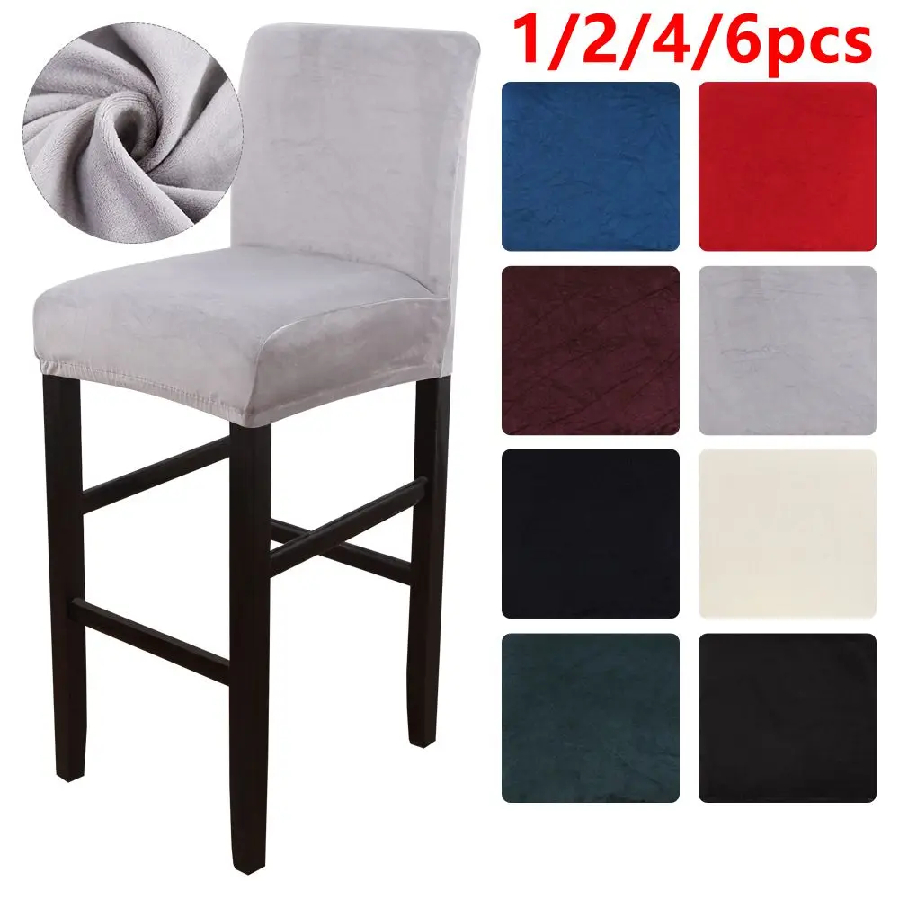 1/2/4/6pcs Velvet Plush Bar Chair Cover High Elastic Stool Protector Seat Slipcover Banquet Wedding Party Room | Дом и сад
