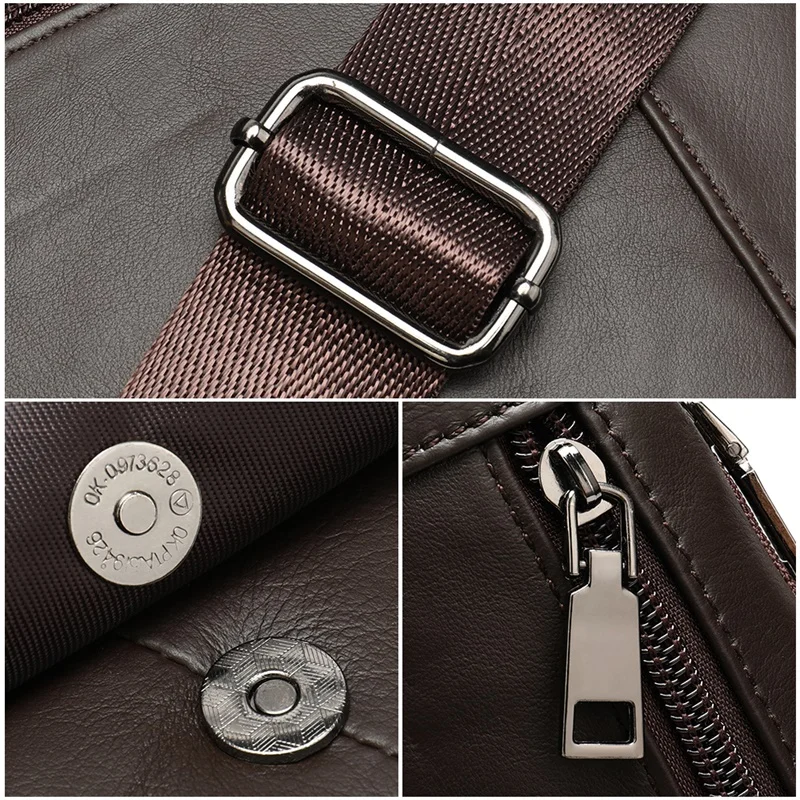 Men's Shoulder Bag Men's Genuine Leather Chest Pack Man Sling Messenger  Bags Belt Small Crossbody Bags Side Bags for Men 