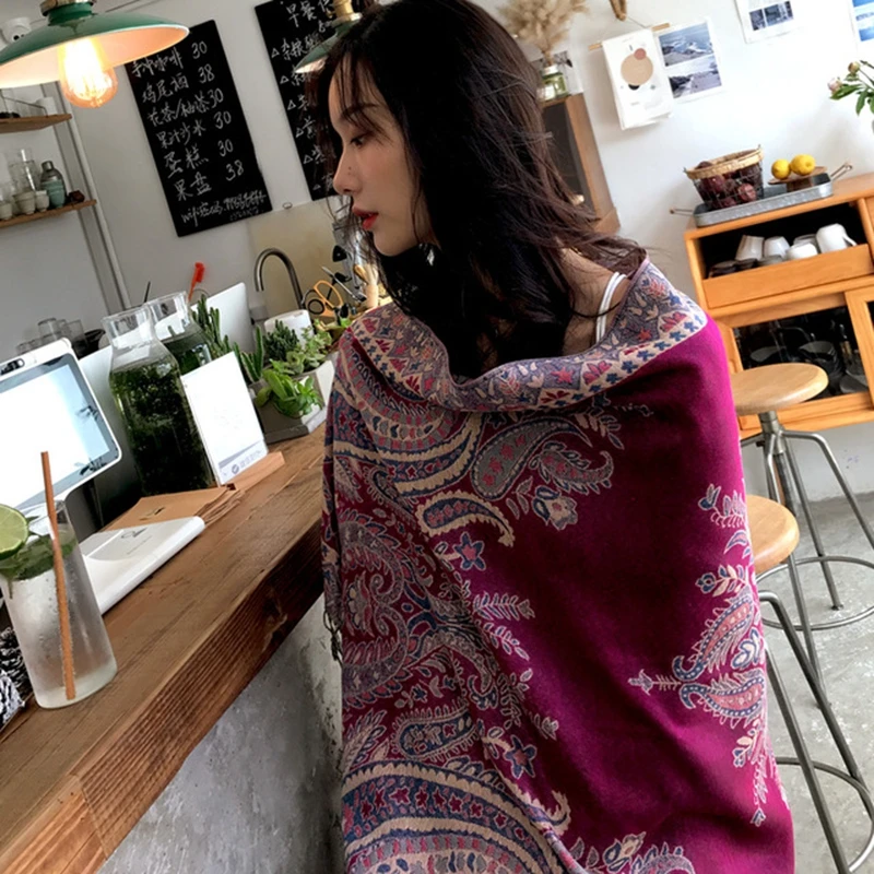 Achillea dames pashmina-sjaal, Groot paisley-patroon, goudbruin, 28W x 76L