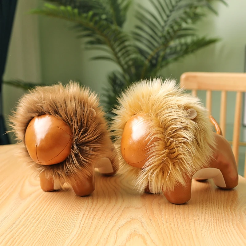 

2021 Luxury Small Ornament PU Leather Lion Doll Elephant Deer Bullfight Boutique Ornaments Tabletop Ornaments