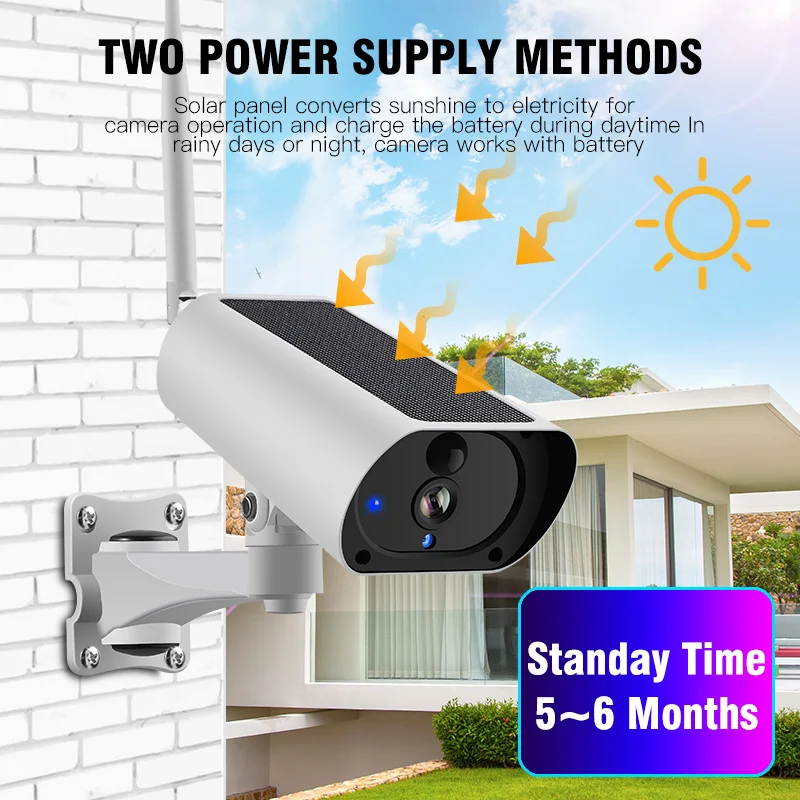  Solar Power 4G SIM Card Wireless IP Camera Recharge Battery 1080P 4X Zoom Audio IR Night View Outdo
