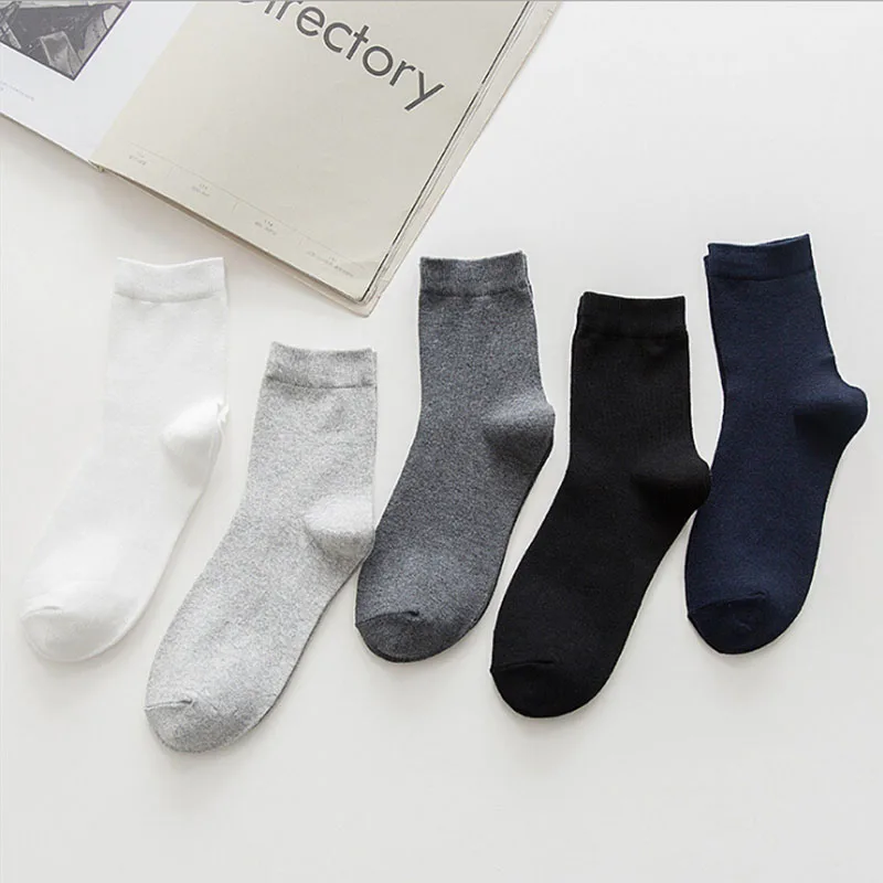 5 пар, мужские спортивные носки, деловые ультратонкие эластичные носки, носки средней длины, разные цвета, Прямая поставка