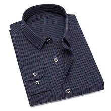 Мужская повседневная мягкая удобная рубашка в полоску с длинным рукавом, приталенная мужская деловая рубашка, Мужская брендовая одежда
