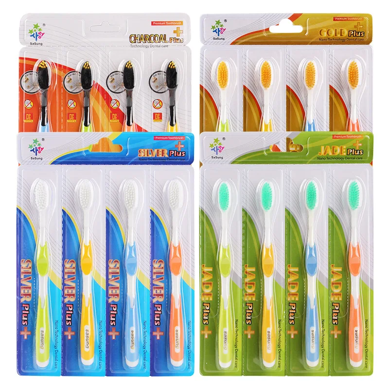 

Korean-style Nanometer Soft Bristle Toothbrush 4 Installed Ten Yuan Store Stall Supply of Goods Fairs Wandering Peddler Four Bam
