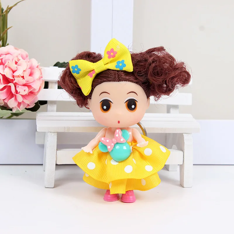 9cm Handmade Mini Colorful Princess Dolls Little Girl Doll Full Dress Doll Keychains Handbag Decoration Pendants Birthday Gifts 10