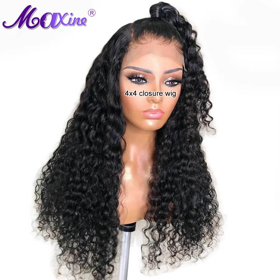 

Maxine Water Wave Wig 4x4 Lace Closure Human Hair Wigs For Black Women Preplucked Lace Wig Glueless Remy Wigs Bleached Knots