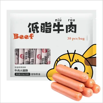

Chicken and Beef Dog Ham Pet Snacks Teddy Golden Retriever Puppy Training Reward Sausage Fresh Meat Cat Dog Food 30 pcs/bag