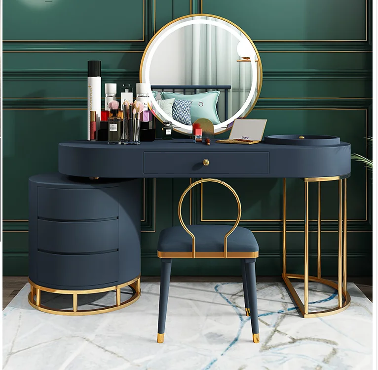 

Dressing table with light modern simple small family multifunctional bedroom dressing table light luxury dressing table storage
