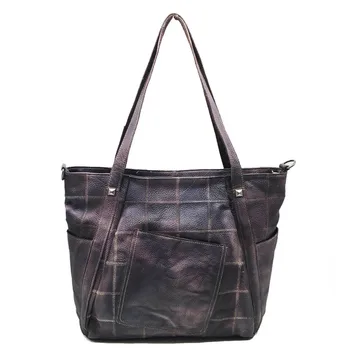 

Nesitu Unique New Large A4 Black Yellow Coffee 100% Genuine Leather Women's Handbags Female Shoulder Messenger Bags Totes M8002