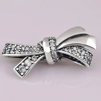

Original Sparkling Oversized Brilliant Bow With Crystal Beads Fit 925 Sterling Silver Charm Bracelet Bangle Diy Jewelry
