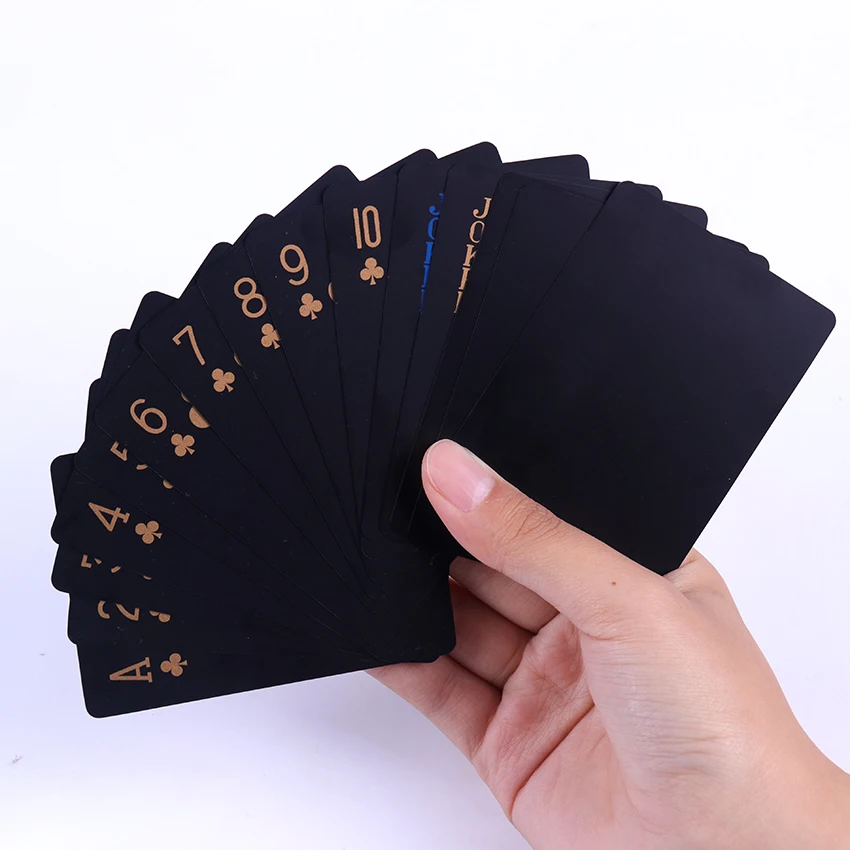 Qualidade PVC Impermeável de Plástico Jogando Cartas de Poker Presente Criativo Durável Ferramenta Truques de Magia Clássica Pure Black Magic Box Embalado