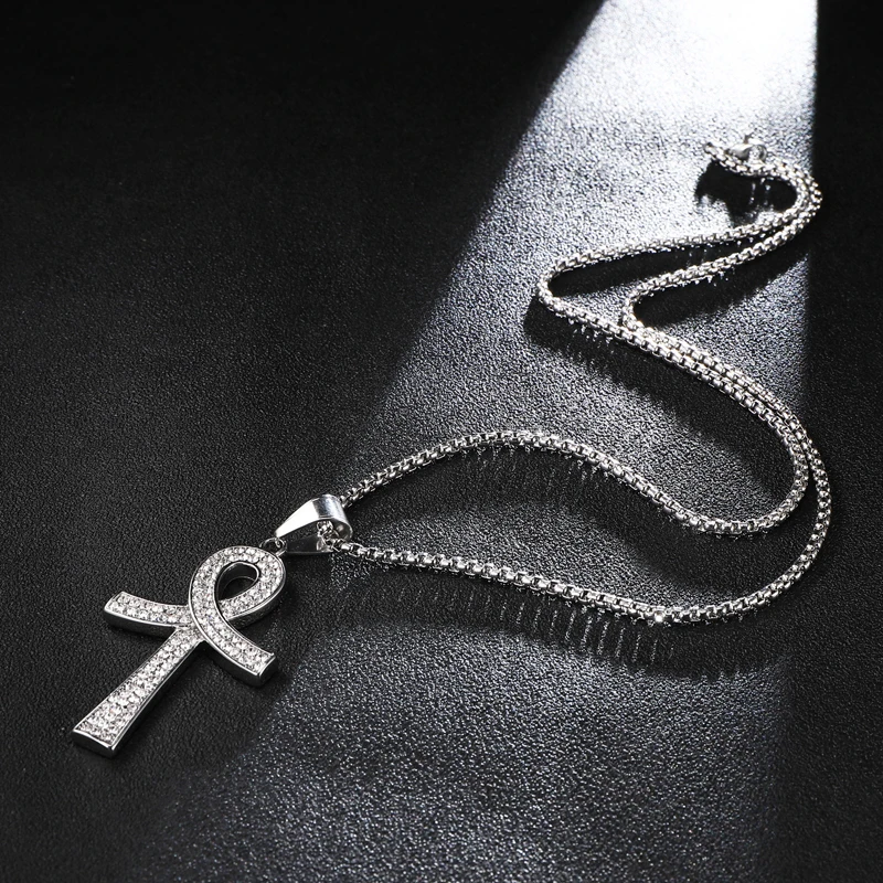 US7 Bling Iced Out крест ожерелье, подвеска из золота цвет 316L Нержавеющая сталь ожерелье s для мужчин Ювелирные изделия Подарки