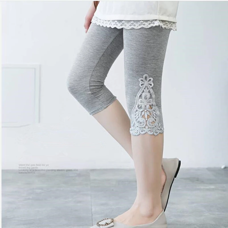 thermal leggings XS-7XL Plus Size Leggings Womens Summer Lace Decoration White Pink Navy Red Leggings Size 7XL 6XL 5xl 4xl 3xl S Custom Made black leggings