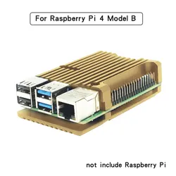 Raspberry Pi CNC Aluminum Alloy Dual-Fan Case with Heat Sinks - 5 Color Armor Shell (For 4B no fan golden)