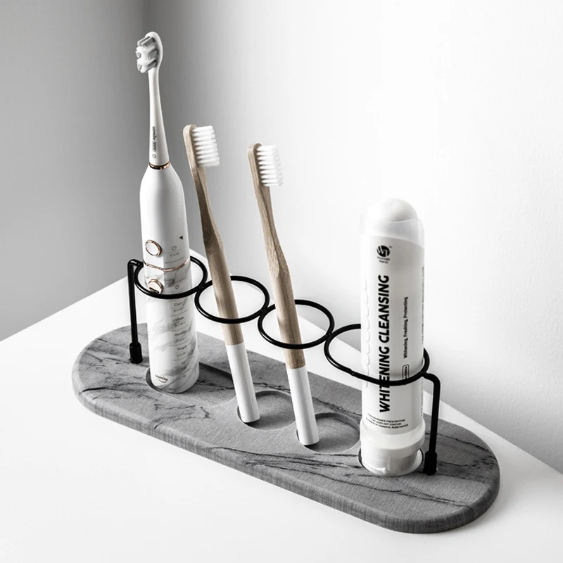 

New electric toothbrush holder light luxury golden bathroom shelf Washing table diatom mud absorbent pad toilet storage rack