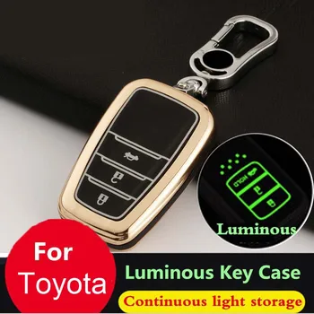 

Genuine Leather car key Cover for Toyota Camry Mark X RAV-4 PRADO COROLLA CHR C-HR key shell 3 Buttons Remote Keyless alloy