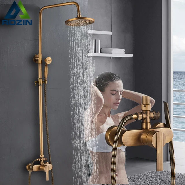 Set doccia a pioggia per bagno miscelatori doccia antichi in ottone con  doccetta rubinetto doccia a parete monocomando - AliExpress