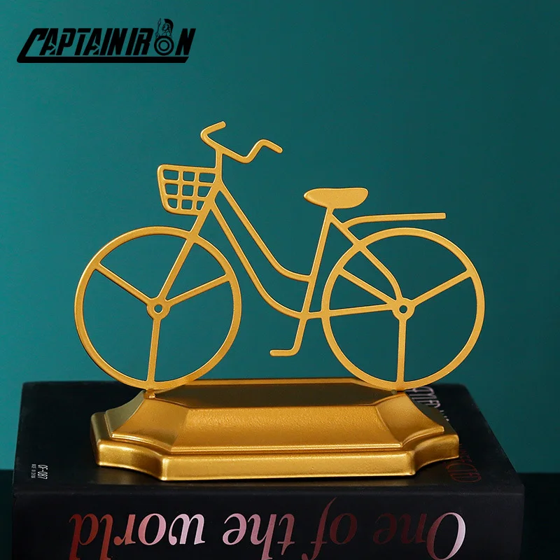 

CAPTAINIRON Gold Bicycle Model Creative Iron Bike Figurines Miniatures Metal Crafts Ornament for Office Home Decor New Year Gift