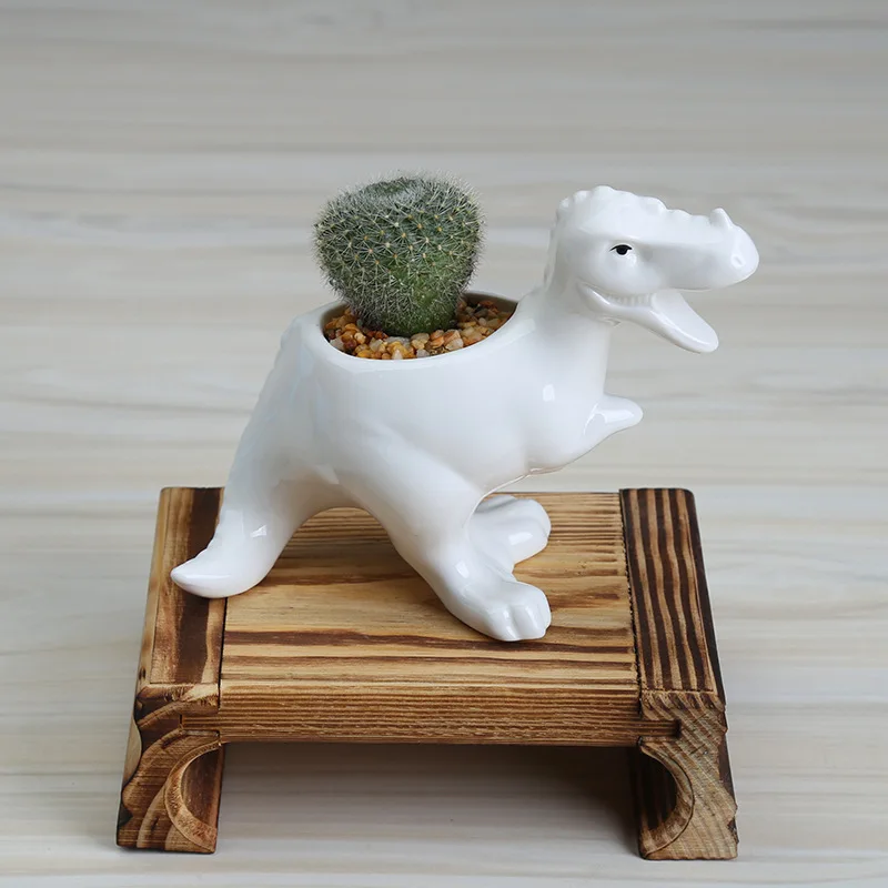1 шт. белый цветочный горшок с динозавром креативные керамические животные