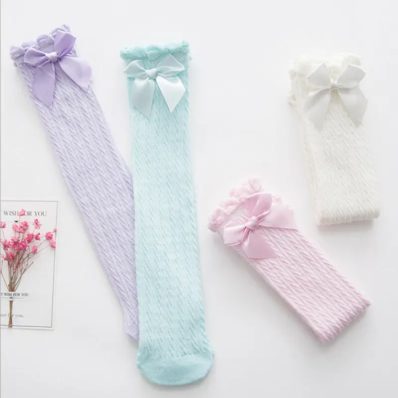 Мягкие гольфы для маленьких девочек хлопковые повседневные теплые чулки с бантами, 28 см, 38 см