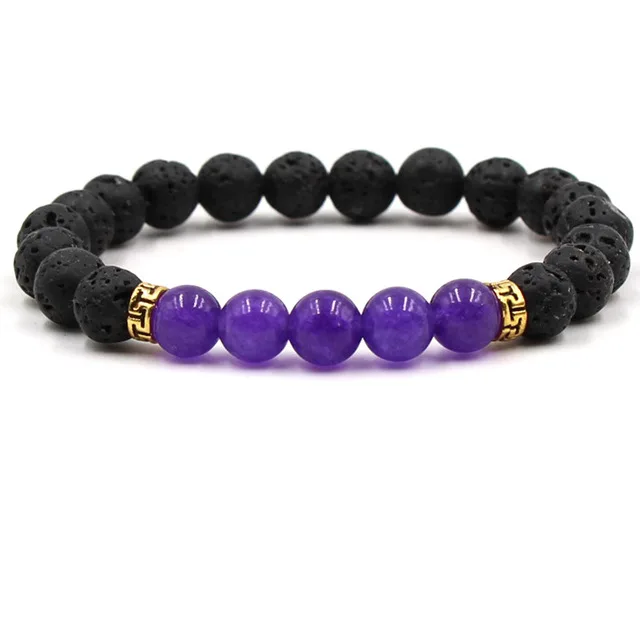 Eight Planets Natural Stone Bracelet Universe Yoga Chakra Galaxy Solar Lovers System Bracelets For MenOrWomen JewelryAnniversary - Окраска металла: Purple volcano