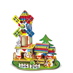 Juguetes Educativos para bebés, cabaña artesanal hecha a mano, rompecabezas 3d de construcción para niños, cafetería de madera, pequeño regalo, juguete fácil de montar