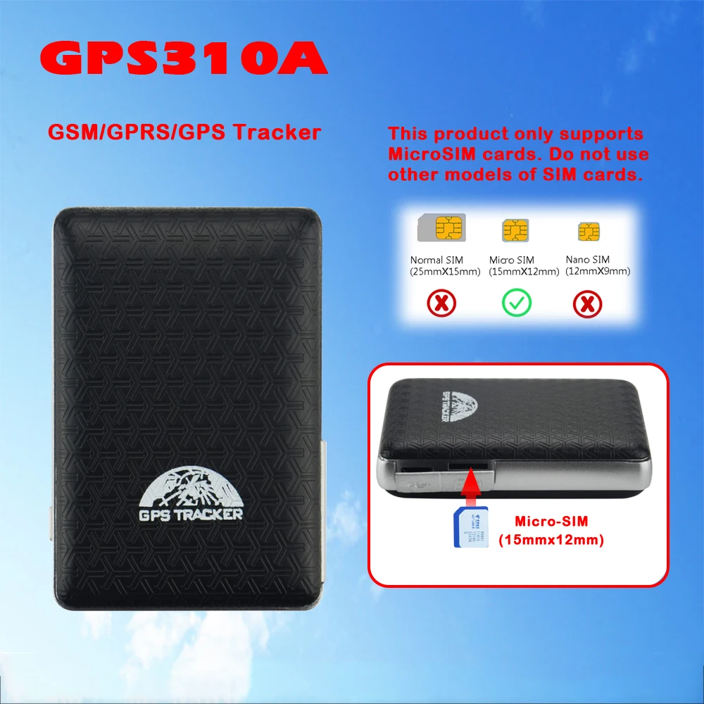 

High Quality GPS Tracker GPS310A TK310A Shock sensor Alarm Overspeed alarm Low battery alarm 1000mAh battery long standby time