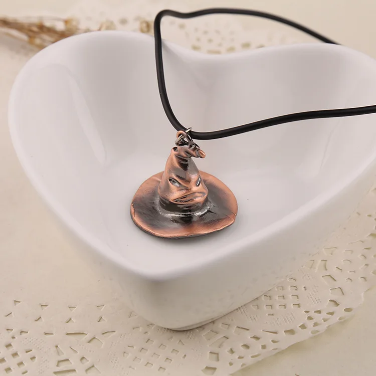 

New Movie Logo 3D Porter Series Magic Hat Snitch Time Hourglass Pendant Necklace Harry Enthusiast Gift Leather Necklace Jewelry