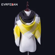 Evrfelan Модный зимний шарф для шарфы для женщин роскошный бренд плед одеяло треугольный шарф Шалуны теплый bufanda