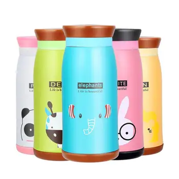 

New Arrival 250ml / 350ml Cartoon Thermos Stainless Steel Bottle Vacuum Thermometer Heat Cup Funny Birthday Couple Gift