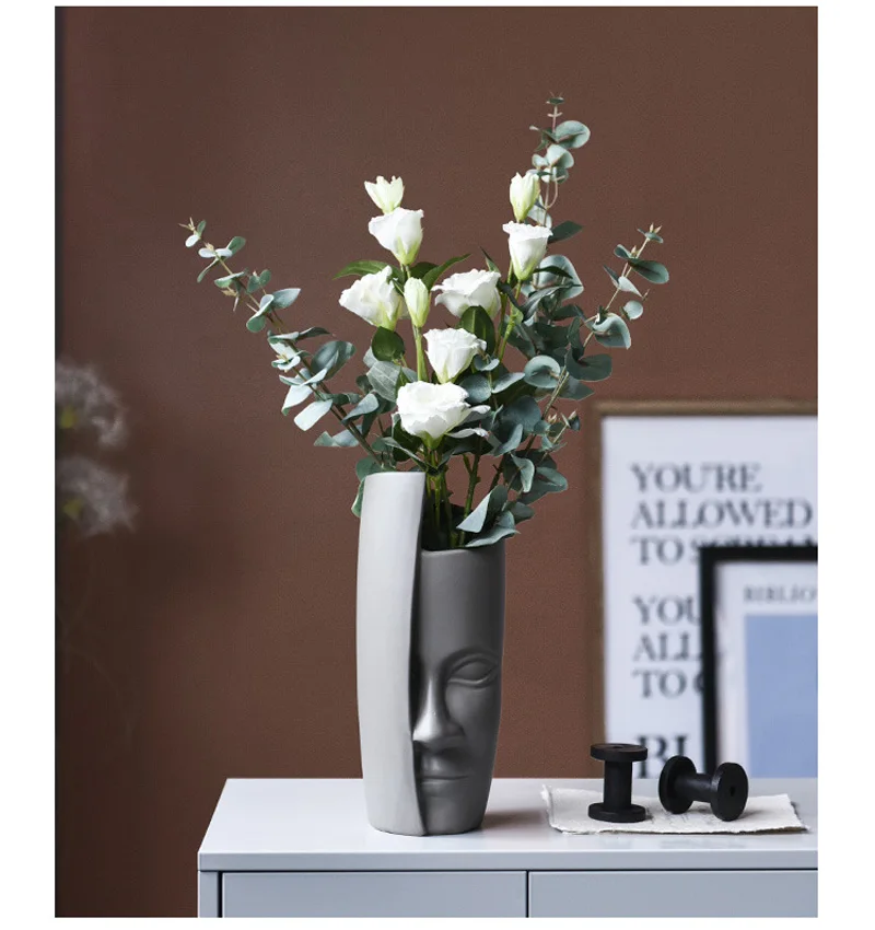 Скандинавские абстрактные человеческое лицо Цветочная ваза креативные керамические вазы для цветов декоративное украшение предмет интерьера комнатный растительный держатель