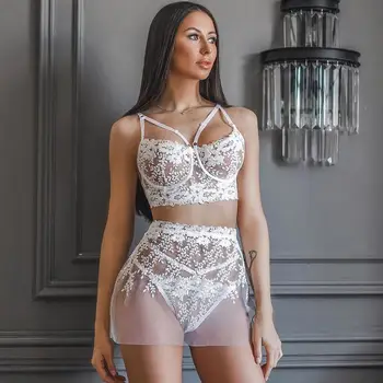 

2020 Sexy Lingerie Woman Underwear Exotic Wrap Set Solid Color Lace Sling Flower Lingerie Underwear Clothing