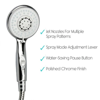

Hotel Spa Aqua Care Pressure Rainfall Shower Head 7-setting Handheld Water Saving Filter Shower Head W/Pause Switch+Long Hose