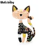 Wuli&baby Flower Enamel Cat Brooches Women 2-color Designer Style Cat Animal Office Casual Brooch Pins Gifts ► Photo 3/6