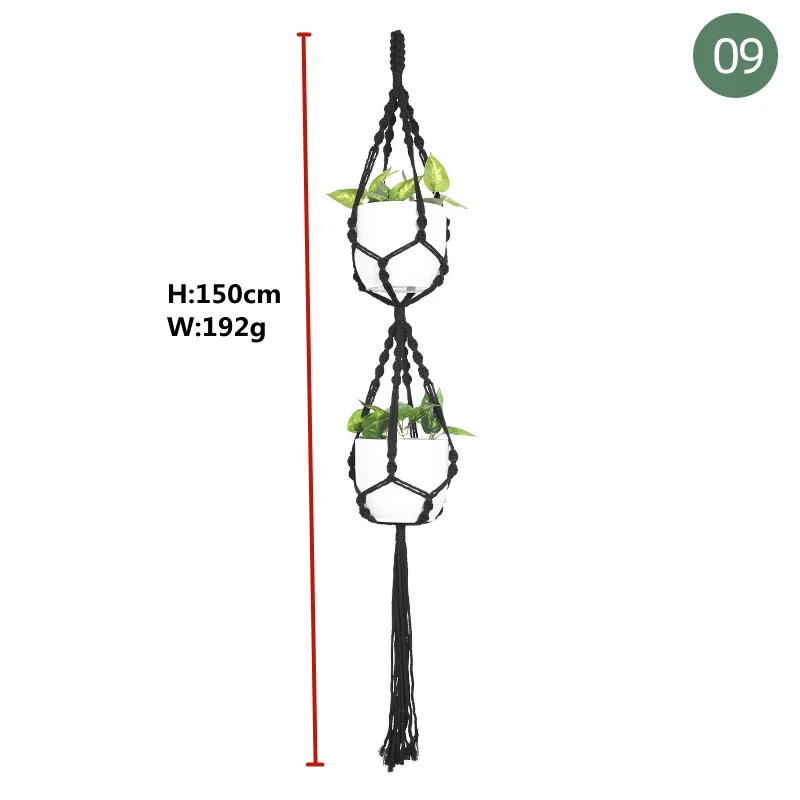 Macrame handmade plant hanger baskets flower pots holder balcony hanging decoration knotted lifting rope home garden supplies cement flower pots Flower Pots & Planters