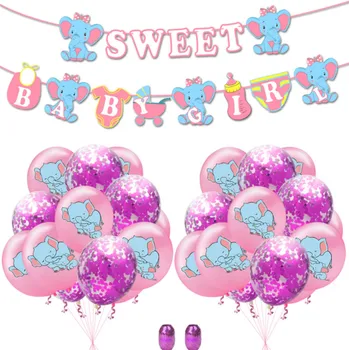 

23pcs/set Blue Pink Elephant Boys Girls Birthday Latex Balloon Party Banner Baby Shower Decoration Birthday Party Supplies Balls