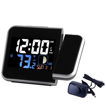 

Projection Alarm Clock, Digital Clock Projector On Ceiling With Indoor/Outdoor Temperature Display, Dual Alarms, Snooze, Colored