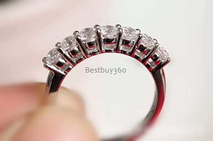 0.7ct кольцо с бриллиантом из стерлингового серебра 925 пробы, женское стильное большое Ювелирное кольцо с 7 бриллиантами, размер браслета, настраиваемый(JSA
