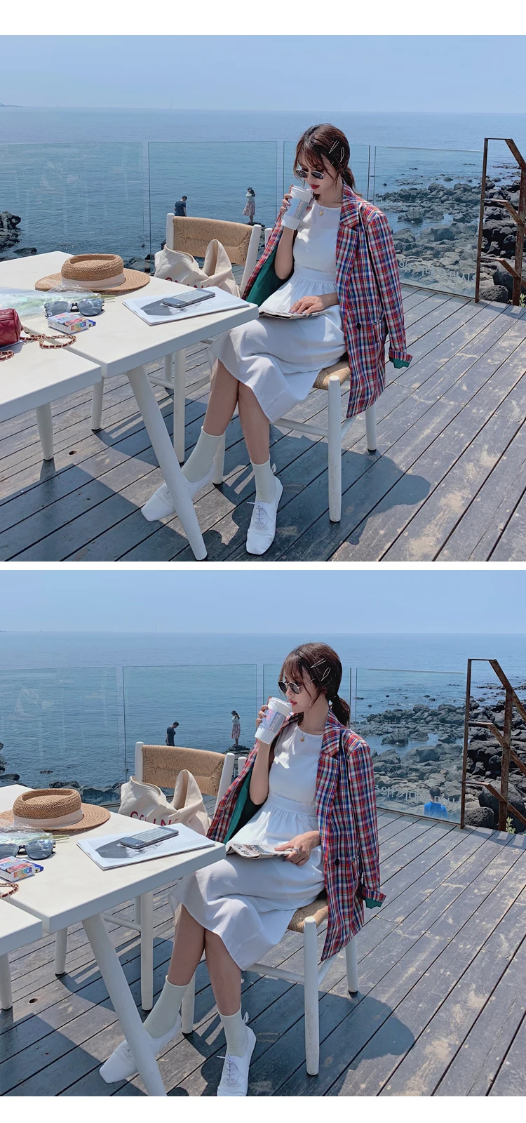 Ulzzang Kim Hyun Классическая клетчатая Женская Куртка Блейзер с надрезом воротник женские костюмы пальто мода решетки весна/осень