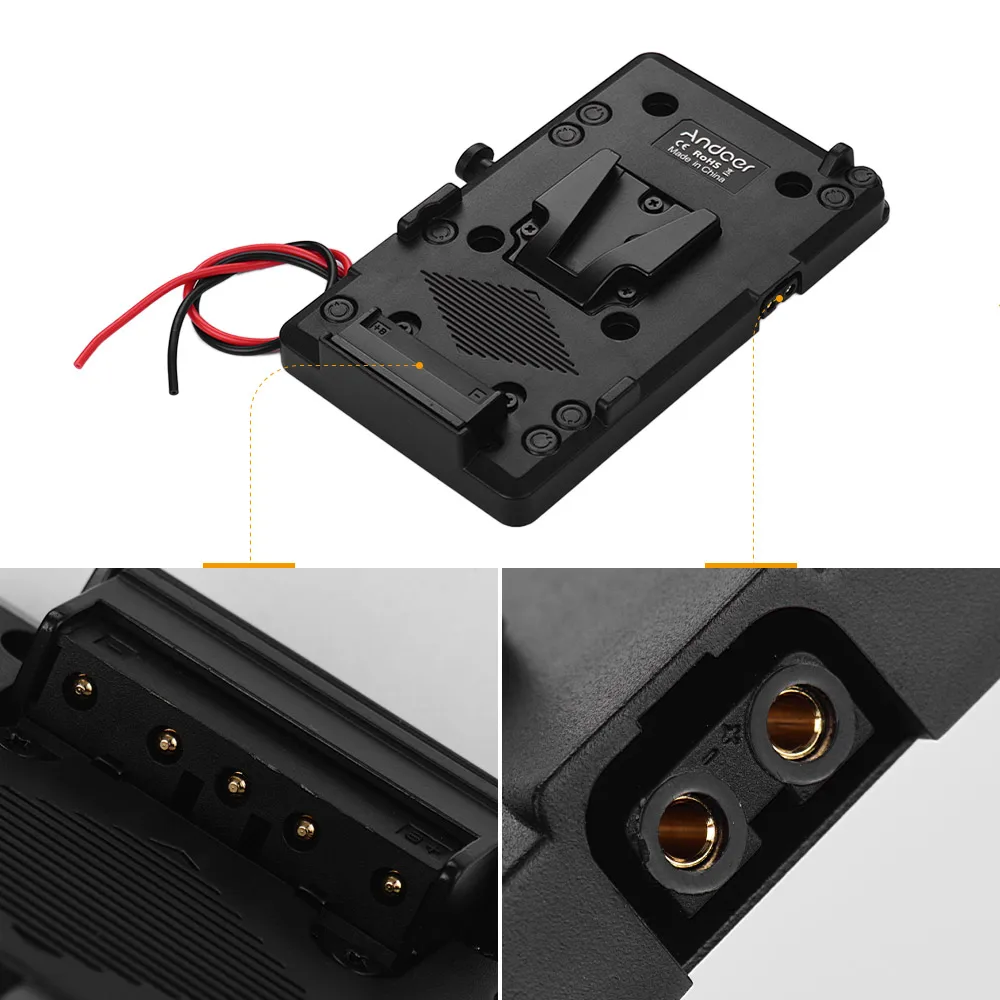 Camera Battery Adapter Andoer Back Pack Plate Adapter with D-tap Output for Sony V-Mount V-Lock Battery External for DSLR Camera Camcorder Video Light