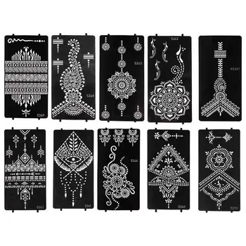 

10 Sheets Tattoo Template Hollow Out Safe Fashion Tattoo Stencils for Home Women